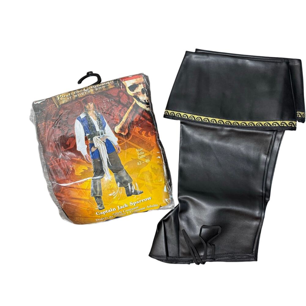 New Jack Sparrow Men’s Sz L Disney Costume 3 Piece + Boot Covers Costume Pirate